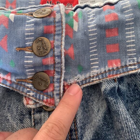 Vintage 80s no problem womens 26 small 11/12 fold over paper bag jeans acid wash - Picture 6 of 12